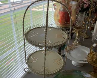 #191 Metal 2 tier Stand (many uses) w/butterfly cutouts $20.00