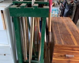 #167 Green Painted Wood Tool Caddy - Homemade - 15square x 42 $30.00