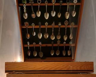 Huge spoon collection in shadow boxes