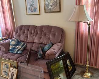 two seater couch, art work