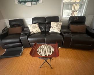 Movie theater style sofa $25
Mini table $5
Tray $1