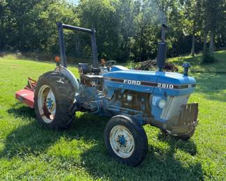 1990 Ford 2810 II tractor with 26,445 hours and RK King Kutter bush hog attachment