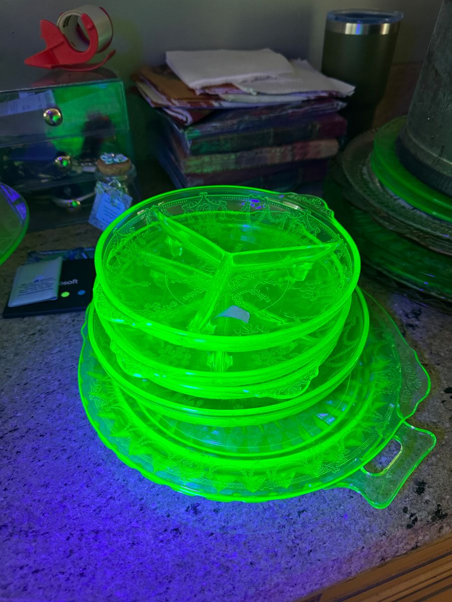 Some of the uranium glass in the estate sale!