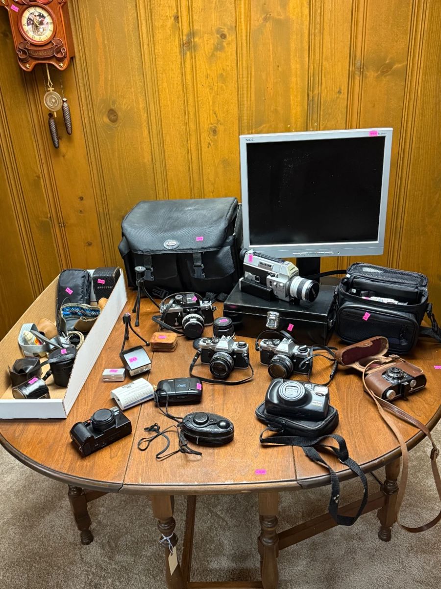 Just some of the antique and vintage cameras available at this Des Plaines estate sale!