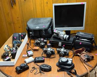 Just some of the antique and vintage cameras available at this Des Plaines estate sale!