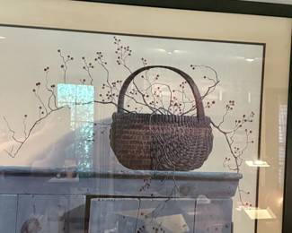 Framed painting of basket