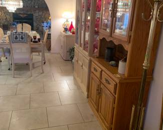 Oak cabinet and dining set (table, chairs, buffet and China cabinet)