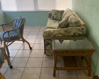 Rattan couch and side table