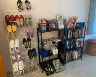 Shoes, books, exercise tools 