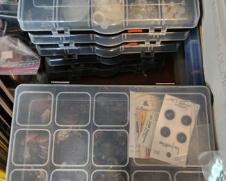 Several boxes of vintage buttons