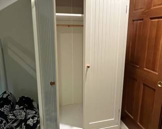 white wood armoire with shelf & drawer
