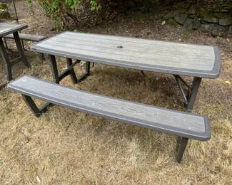 2 folding metal/plastic picnic tables - 6 feet long