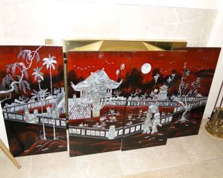 Four panel, Asian inspired panels, with some Mother of Pearl accents