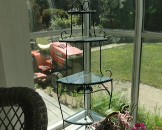 Multi-tiered metal and glass stand, for plants or other items