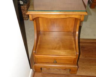 Small wood table with glass top