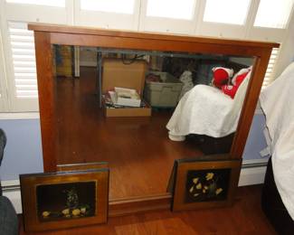 Large framed wood mirror