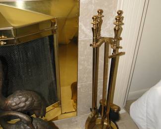 Brass fireplace implements