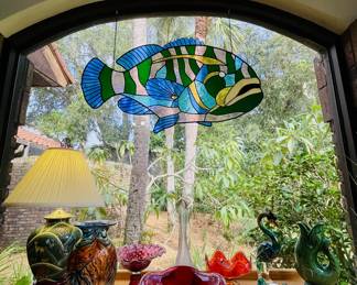 The Sunroom Art Glass Collections-
Large Stained Art Glass Fish Panel