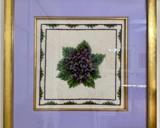 Guest Bed 1-
- Embroidered African Violets. Custom mat with gold liner and frame. Gorgeous.