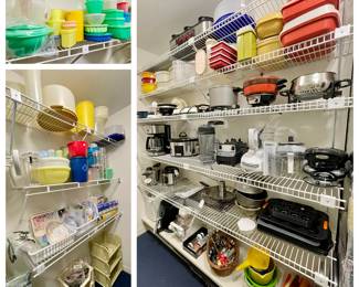 Kitchen Appliance & Storage Closet
Small appliances, kitchen wares, Tupperware.