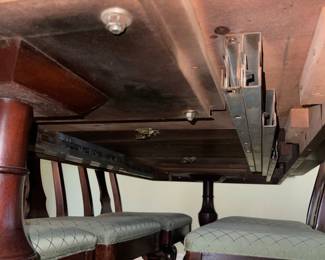 Pristine Condition, Mount Airy Mahogany dining table and buffet cabinet.
2) pedestal bases and 1) 24" table leaf
Crotch Mahogany