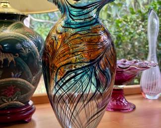 The Sunroom Art Glass Collections-
Peacock Art Glass vase