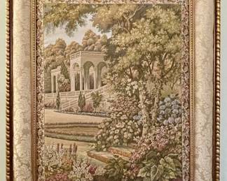 Vintage Italian Tapestry. Custom fit and framed.
A a Garden Terrace in Como.