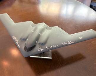 Stealth bomber model signed by three test pilots