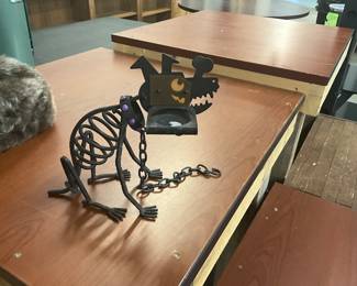 PartyLite Sticks the Dog Black Metal Skeleton Tealight Holder