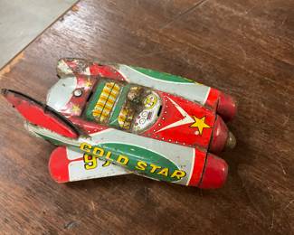 Mitsuhashi Tin Friction Gold Star Space Racer Tin Toy