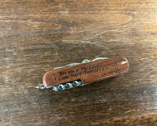 Laser Engraved Wood Folding Knife