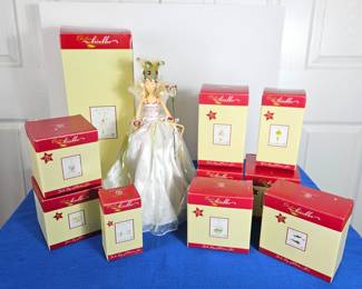 Lot of Ten DEPARTMENT 56 "Krinkles" Ornaments and Tree Topper in Original Boxes