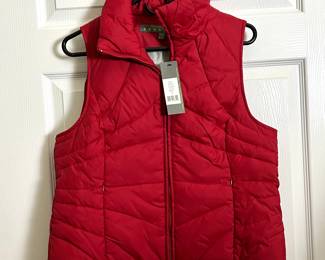 New Red Quilted Puffer Vest Large Kenneth Cole Reaction Scarlet Winter Outerwear