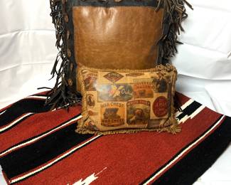 This set includes two decorative pillows was purchased at the Double D Ranch in Texas. (Grab them Now...Not Sold Anymore!) These pillows are beautifully made with decorative studded accents and a fringed design.