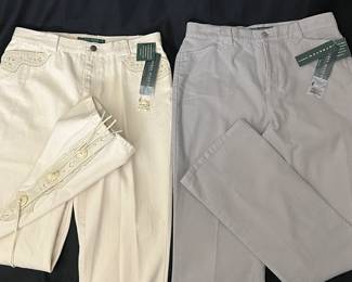 NEW LAUREN JEANS CO Women's Pants Set in size 8 - Western Style Cream Denim & Gray Straight Legged Stretch Fabric