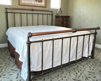 King Size Vintage Style Metal Bed Frame with Copper Accents