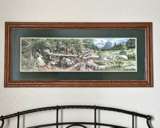 Bev Doolittle “Hide and Seek” Signed & Numbered Framed Print – Native American & Bluebirds – 47x21