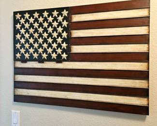 Uttermost Brand Metal American Flag Wall Art - Vintage-Look Decor 26" x 36"