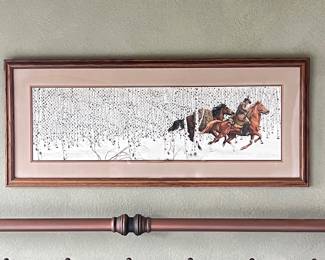 Framed Bev Doolittle ‘Sacred Ground’ Horse Artwork 48x20 -Signed Limited Edition Lithograph