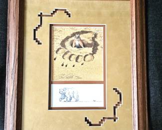 Bev Doolittle “Missed by That Much” Limited Edition Framed Print #3413/25000 – Chipmunk & Bear – Southwestern Mat