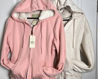 Women's Green Tea Faux Fur Hoodie Set - Light Pink & Cream - Size L