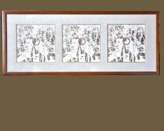 Bev Doolittle “Three More for Breakfast” Signed & Numbered 4865/48000 – Framed Triptych Art Print 49x20.5
