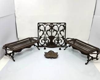 Charming Cast Iron Kitchen Ware! Sterno Burners, Cookbook Holder & Spoon Rest