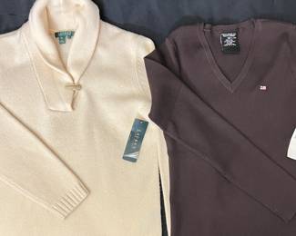 Ralph Lauren Wool XL Cream Sweater & Polo Jeans Co. XL Brown V-Neck Set