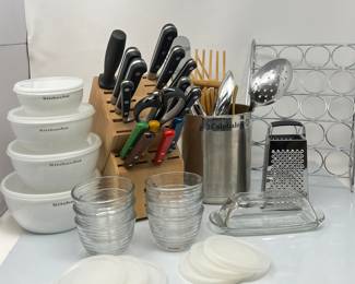 Kitchen Essentials and Utensils Set, JA Henckels Knives & Block, Food Saver Bowls, Cooking Utensils, Spice Rack