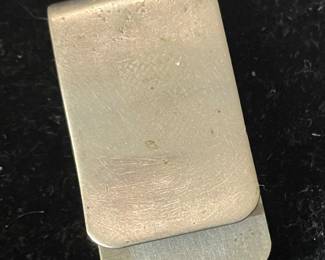 Vintage 1940's Zuni Inlay Turquoise & Jet Multi Stone & Silver Thunderbird Money Clip   $134