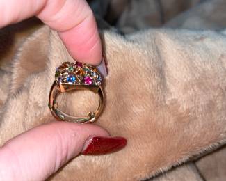 Vintage Multicolored Rhinestones Gold Tone  $38