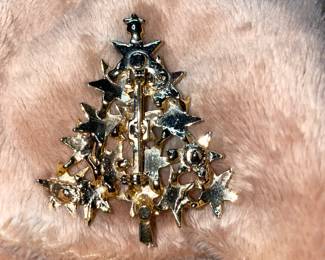 Women's Enamel Christmas Tree Broach with Rhinestones  $24