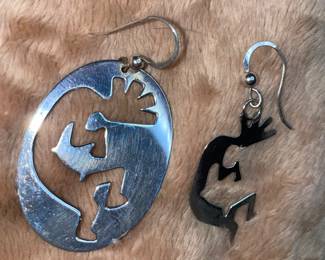 Hopi Sterling Silver Kokopelli Dancer Cutout Earrings Native American  $75