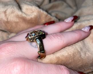 Vintage Multicolored Rhinestones Gold Tone  $38